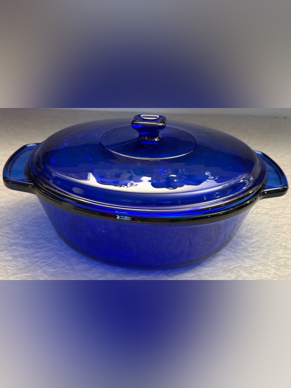 Vintage Anchor Hocking Cobalt Blue Glass Covered Casserole Dish 2 Qt